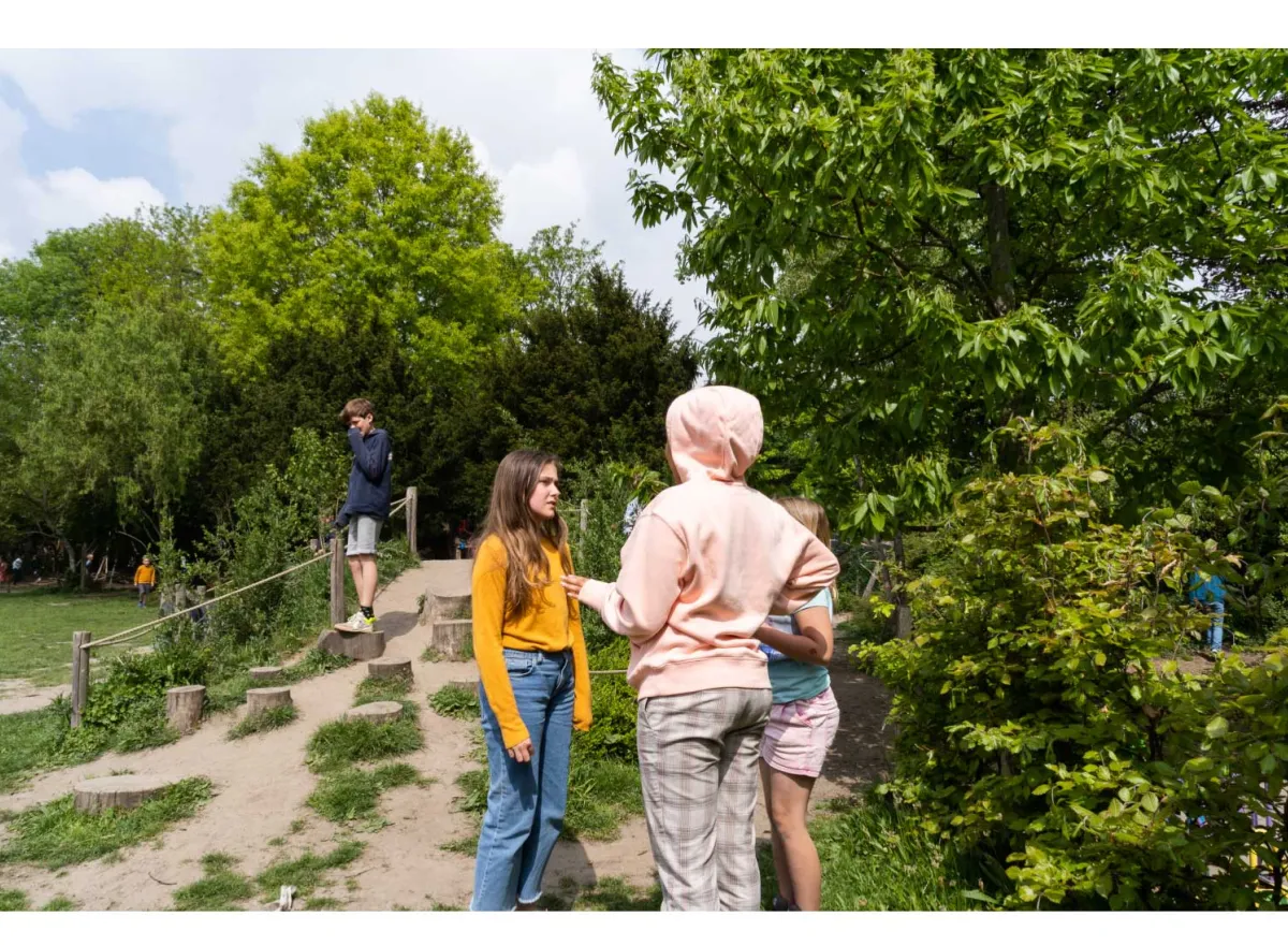 Meisjes babbelen op berg