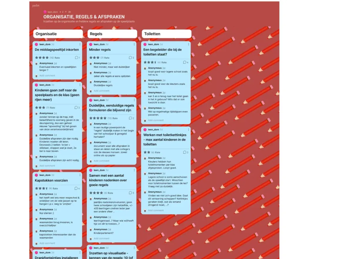 Padlet organisatie en afspraken